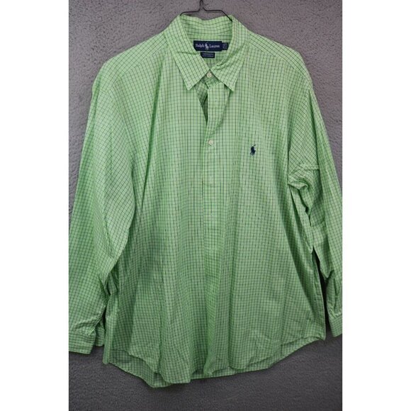 Ralph Lauren Yarmouth Men's Vintage Button Up Long Sleeve Shirt-Size 17 1/2-Y2K - Picture 1 of 6
